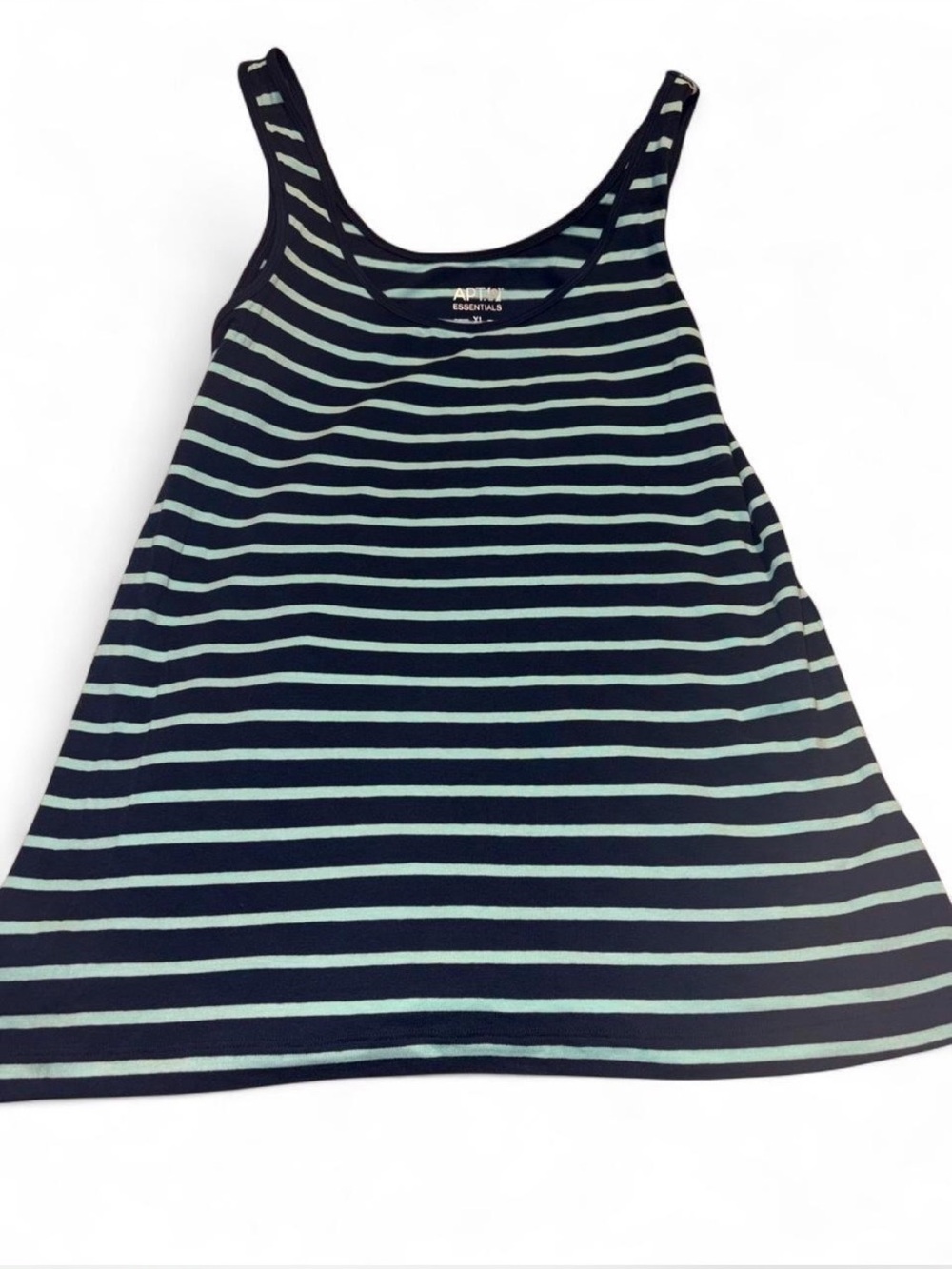 Apt. 9 Navy & Mint Green Striped Tank Top